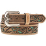Hooey - Mens Top Notch 1.75-1.5 Tapered Natural Hand-Tooled Leather Filigree Cutout Belt With Inlay