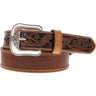 Hooey - Mens Ranchero 1.75-1.5 Tapered Distressed Leather Belt With Fligree Billets And Natural Double Welt Accent Edge