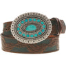 Hooey - Womens Sioux 1.5 & Feather Embossed Belt With Faux Aztec Scalloped Rodeo Buckle