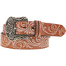 Hooey - Womens Paloma 1.5 Distressed Leather Belt With Filigree Emboss And Floral Tongue Buckle
