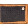 Hooey - Unisex Hands Up Basket Weave All Over Baksetweave Front Pocket Bifold Wallet With Logo Rivet