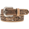 Hooey - Mens Top Notch 1.75-1.5 Tapered Natural Hand-Tooled Leather Filigree Cutout Belt With Inlay