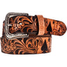 Hooey - Mens Gambler 1.5 Vegas Filigree Leather Belt Whand-Painted Accents