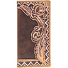 Hooey - Unisex War Paint Hand Tooled Aztec Feather Filigree And Hand Painted Leather Rodeo Wallet
