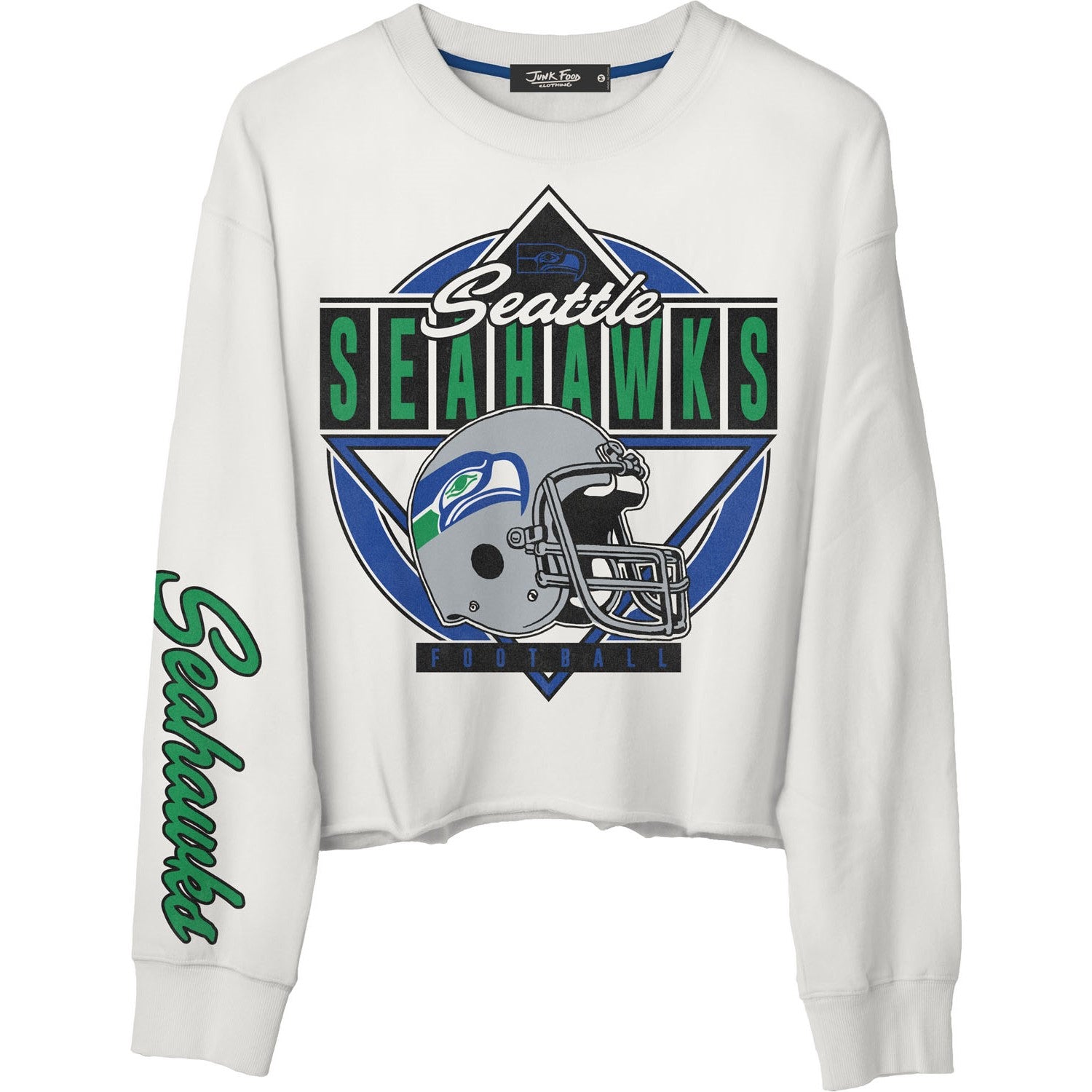 Junk Food - Womens Seahawks Helmet Crop Fleece Sweatshirt Dress Code Junk Food - Womens Seahawks Helmet Crop Fleece Sweatshirt Dress Code