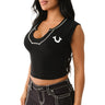 True Religion - Womens Notched Neck Short Sleeve Rib Top