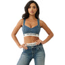 True Religion - Womens Elastic Band Denim Bra Top