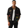 True Religion - Mens Allover Embro Short Sleeve Camp Shirt