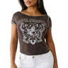 True Religion - Womens Washedbuddha Slash Neck Short Sleeve T-Shirt