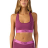 Psd Underwear - Womens Magenta Purple Solid Racerback Sports Bra