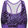 Psd Underwear - Womens Purp Boa Tiger Racerback Sports Bra