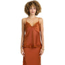 Miss Me - Womens Satin Cami Top With Lace Inset