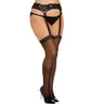 Dreamgirl - Womens Black Diamond Pantyhose With Garters