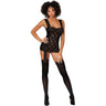 Dreamgirl - Womens Black Diamond Lace-Up Back Garter Dress Bodystocking