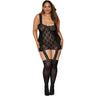 Dreamgirl - Womens Black Diamond Lace-Up Back Garter Dress Bodystocking