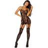 Dreamgirl - Womens Black Diamond Lace And Opaque Seam Garter Dress Bodystocking