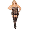 Dreamgirl - Womens Black Diamond Lace And Opaque Seam Garter Dress Bodystocking