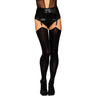 Dreamgirl - Womens Black Diamond Raw Edge Opaque Thigh High Hose