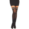 Dreamgirl - Womens Black Diamond Striped Top Sheer Thigh High