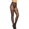 Dreamgirl - Womens Black Diamond Knitted Lace Garterhose Pantyhose