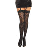 Dreamgirl - Womens Black Diamond Leopard Fishnet Thigh High