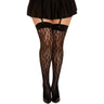 Dreamgirl - Womens Black Diamond Leopard Fishnet Thigh High