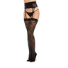 Dreamgirl - Womens Black Diamond Sheer Criss-Cross Garter Hose Pantyhose