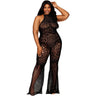 Dreamgirl - Womens Black Diamond Flair Leg Bodystocking
