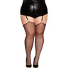 Dreamgirl - Womens Black Diamond Raw Edge Sheer Thigh High Hose