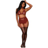 Dreamgirl - Womens Red Diamond Bra, Garterbelt And G-String Set Lingerie