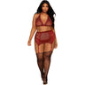 Dreamgirl - Womens Red Diamond Bra, Garterbelt And G-String Set Lingerie