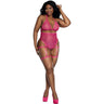 Dreamgirl - Womens Red Diamond Neon Pink Tiger Mesh Strapped Teddy