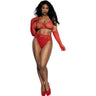 Dreamgirl - Womens Black Diamond Lace Bralette, High Waist Panty And Gloves Set