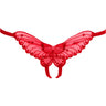 Leg Avenue - Womens Sheer Butterfly Applique Crotchless Panty with Pearl and Sequin Detail