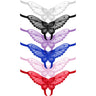 Leg Avenue - Womens Sheer Butterfly Applique Crotchless Panty with Pearl and Sequin Detail