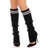 Leg Avenue - Womens Ribbed Stirrup Leg Warmers with Athletic Stripe