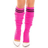Leg Avenue - Womens Ribbed Stirrup Leg Warmers with Athletic Stripe