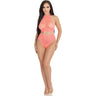 Leg Avenue - Womens 2 Piece Crochet Lace Halter Crop Top and High Waist Thong Panties
