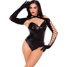 Leg Avenue - Womens Net and Opaque Cross-Over Halter Gloved Shrug