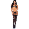 Leg Avenue - Womens 3 Piece Vinyl Bikini Top, G-String Panty, and Garter Belt