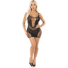 Leg Avenue - Womens Lace and Net Mini Dress with Dual Strap Detail