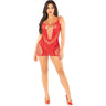 Leg Avenue - Womens Lace and Net Mini Dress with Dual Strap Detail