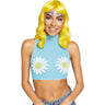 Leg Avenue - Womens Daisy High Neck Mesh Crop Top with Zipper Back