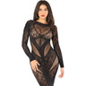 Leg Avenue - Womens Lace and Net Body Con Gown with Heart Keyhole Detail