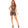Leg Avenue - Womens 2 Piece Eyelash Lace Keyhole Halter Dress and G-String Panty
