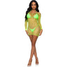 Leg Avenue - Womens Supreme Fence Net Long Sleeved Mini Dress