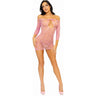 Leg Avenue - Womens Seamless Heart Net Mini Dress with Keyhole Tie Front