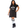 Leg Avenue - Womens Plus Size More Boos Jersey Dress with Pockets and Keyhole Bodice