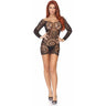 Leg Avenue - Womens Crochet Lace Long Sleeved Mini Dress