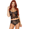 Leg Avenue - Womens 2 Piece Eyelash Lace Cami and Cheeky Boy Short Bottoms